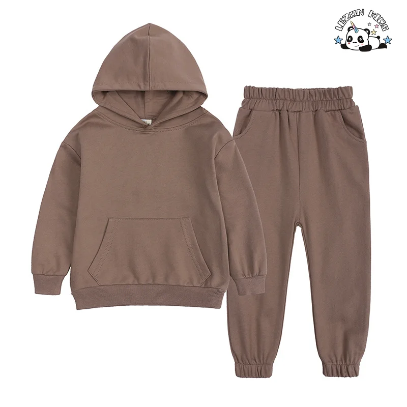 LEZONKIDS - Custom Kids Cotton Graphic Printing Children's Fall Winter Hoodie Set Girls Sportswear Set